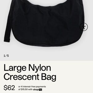 NWT BAGGU Large Black Nylon Crescent Bag